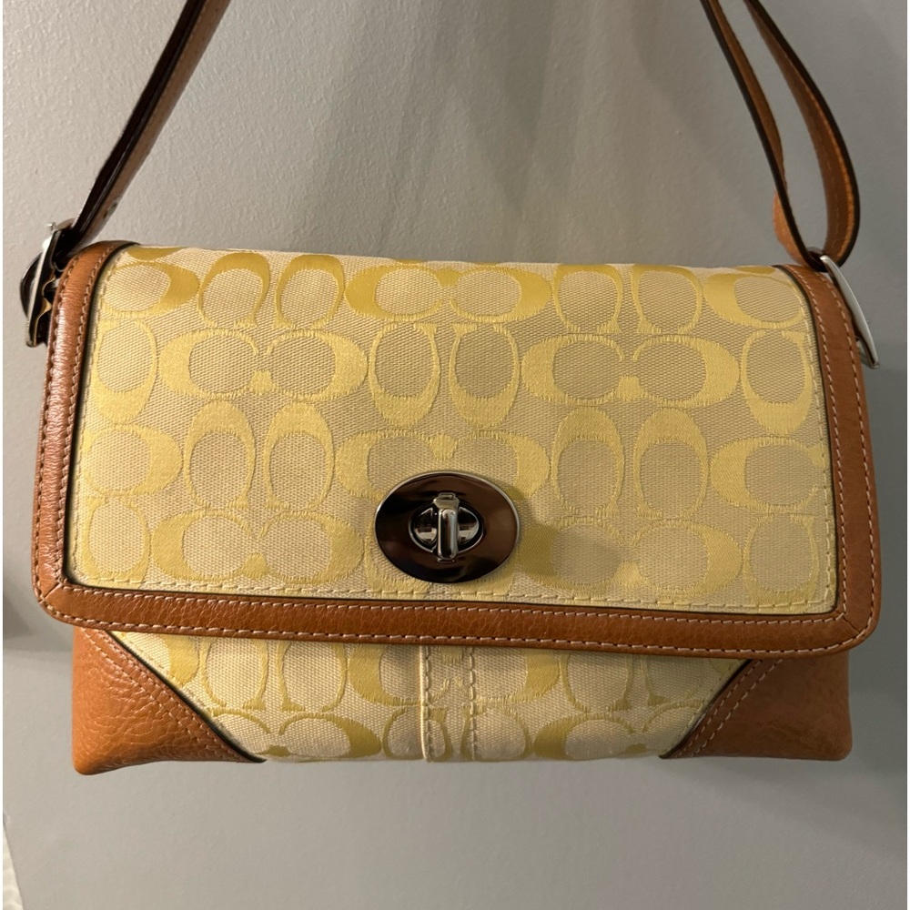 Vintage Coach Yellow Hamptons Signature Shoulder Bag